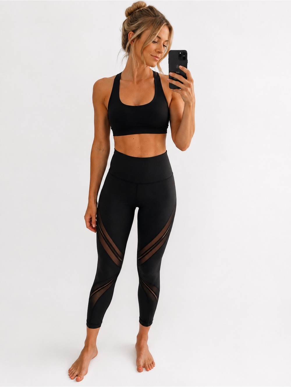 Lululemon 2 Wunder Under 25” High Rise Black Mesh Pants Align High Times Size 6